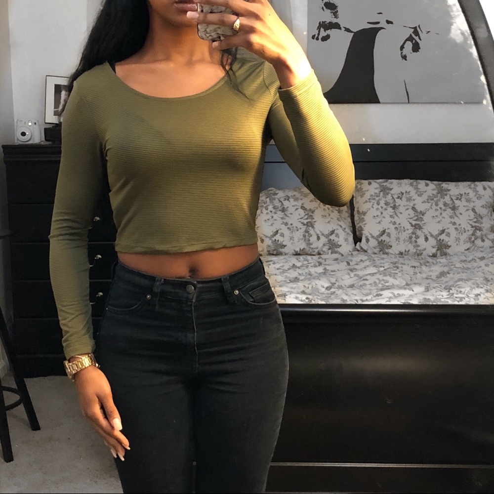 Olive Green Crop Top